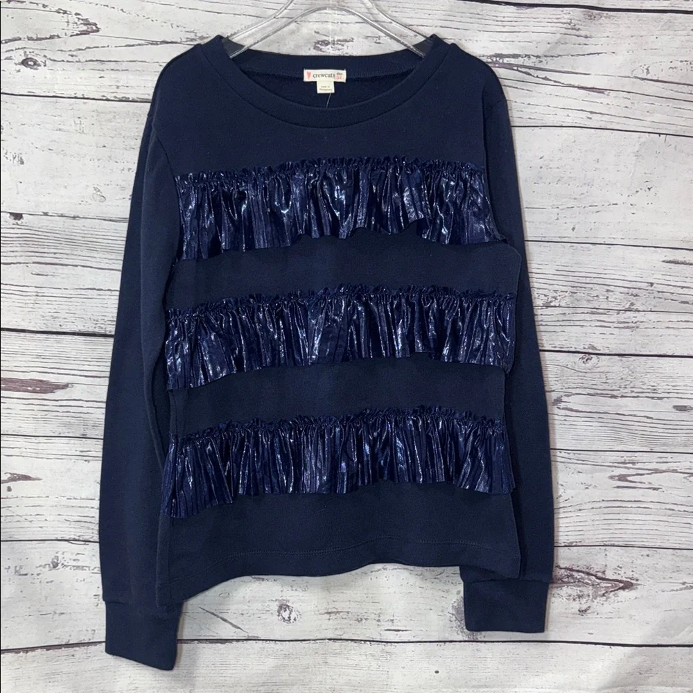 Crewcut Navy Blue Ruffle Sweatshirt Size 12